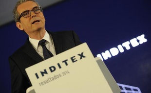 Le PDG d'Inditex, Pablo Isla, présente les résultats annuels du géant du textile espagnol, le 18 mars 2015 à Arteixo, dans le nord-ouest de l'Espagne