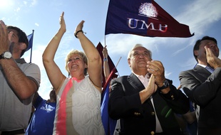 Les élus Nadine Morano, Jean-Pierre Raffarin et Christian Estrosi, le 7 septembre 2014 à Nice.