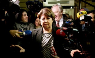 Martine Aubry s'est exprimé à l'issue d'une réunion concernant La Redoute au siège parisien de Kering, le 12 novembre 2013