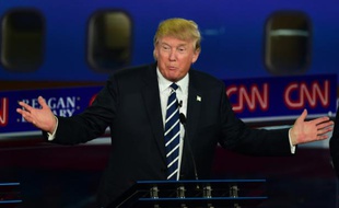 Donald Trump lors du deuxième débat télévisé des primaires républicaines, le 16 septembre 2015 à Simi Valley, en Californie
