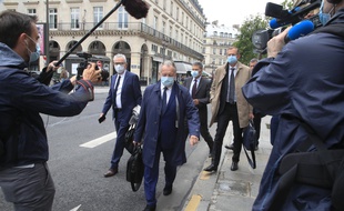Jean-Michel Aulas arrive au Conseil d'Etat avant l'audience de l'OL, Amiens et Toulouse concernant l'arrêt de la Ligue 1.