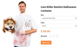 Pour Halloween 2015, un fabricant de costumes a sorti un déguisement de Walter Palmer, le dentiste qui a tué le lien Cecil.