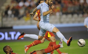 Karim Benzema lors du match avec l'équipe de France contre la Belgique le 14 août 2013.