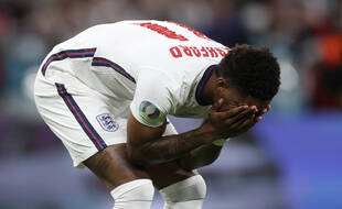 Marcus Rashford après son tir au but manqué contre l'Italie.