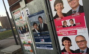 Panneaux électoraux dans le canton de Lille-3