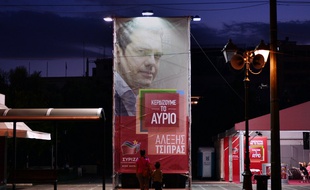 Une affiche pour Alexis Tsipras, dans Athènes, le 11 septembre 2015.