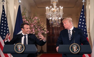 Donald Trump et Emmanuel Macron à Washington le 24 avril pour une conférence de presse commune.