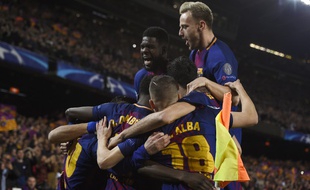 La joie des Barcelonais lors du 8e de finale retour de Ligue des champions face à Chelsea, le 14 mars 2018.