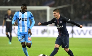 Marco Verratti et le Marseillais Zambo Anguissa au Parc des Princes, le 23 octobre 2016.