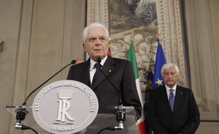Le président italien Sergio Mattarella, lors d'une conférence de presse à Rome, le 22 août.