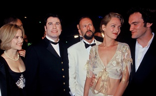 Uma Thurman et Quentin Tarantino en 1994 à Cannes pour la Palme d'Or de Pulp Fiction