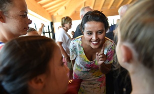 Le ministre de l'Education nationale Najat Vallaud-Belkacem le 27 août 2016 à Sadirac.