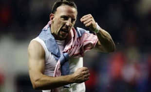 Franck Ribery heureux après une victoire face à l'Eintracht Francfort, le 29 octobre 2008.