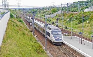 Un TGV file à vive allure.