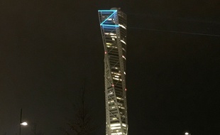 Un Z allumé sur un building de Malmö en hommage à Zlatan Ibrahimovic le 24 novembre 2015.