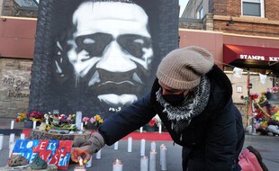 Hommage à George Floyd, le 28 mars 2021 à Minneapolis, aux Etats-Unis.
