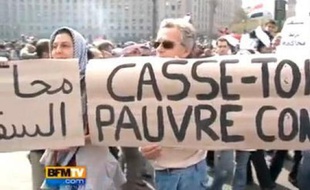 Capture d'écran d'un reportage de BFM TV au Caire le 1er février.