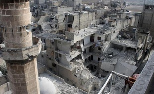 Des bâtiments détruits par des raids aériens à Alep, dans le nord de la Syrie, le 19 janvier 2014