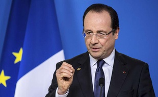 François Hollande lors de son discours au sommet de l'Union européenne à Bruxelles, le 15 mars 2013.