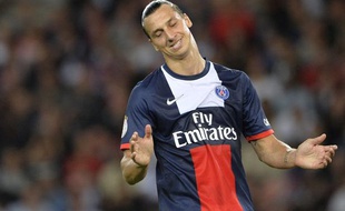 L'attaquant du PSG Zlatan Ibrahimovic, le 18 août 2013, contre l'AC Ajaccio, au Parc des Princes.