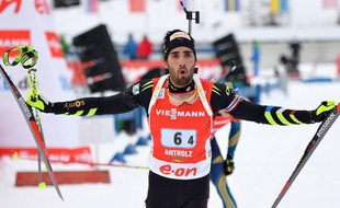 Martin Fourcade, le dernier relayeur français, le 19 janvier 2014, à Antholz.