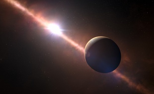 (Illustration) En 2014, des travaux avaient révélés que la première planète découverte, Beta Pictoris B, orbite autour de son étoile hôte à une distance équivalant à huit fois la distance Terre-Soleil.