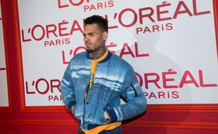 Le chanteur Chris Brown à Paris.