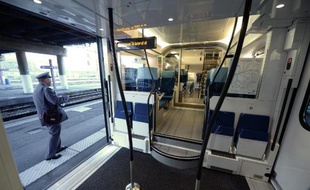 Un contrôleur de la SNCF devant un TER à la gare de Bordeaux, le 15 septembre 2014