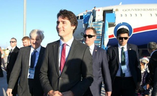 Le Premier ministre canadien Justin Trudeau à l'aéroport d'Antalya le 14 novembre 2015