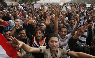 Manifestations au Caire (Egypte) contre le gouvernement le 29 janvier 2011.