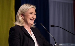 Marine Le Pen sourit à Hénin Beumont le 6 novembre 2015 après l'annonce des résultats du premier tour