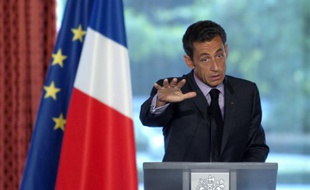 Nicolas Sarkozy lors de son discours à la 17e conférence des Ambassadeurs à l’Elysée, le 27 août 2009