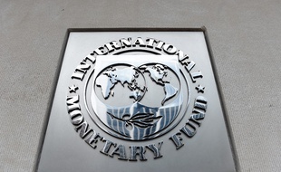Le logo du FMI à Washington.