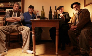 Le casting du court métrage, Le Dernier Vermouth, de gauche à droite: Gilles Graveleau, Serge Papagalli, Gilles Arbona et Daniel Gras.
