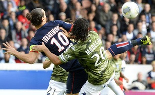 L'attaquant du PSG Zlatan Ibrahimovic lors de son but contre Bastia, le 19 octobre 2013 au Parc des Princes.