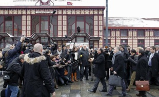 François Hollande, lors de son déplacement à Saint-Etienne, le 14 février 2012.