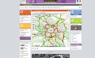 Capture d'écran du site d'informations routières francilien Sytadin, le 17 novembre 2015. Un record de 529 km de bouchons a été constaté peu avant 9h. A 9h42, il y avait encore 381 km d'embouteillages.
