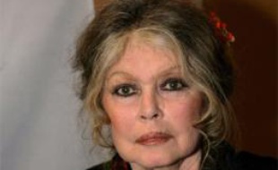 Brigitte Bardot présente une photo controversée d'une campagne contre la chasse aux bébés phoques au Canada, en marge du procès symbolique contre ce pays à la cour internationale de justice pour les droits des animaux, à Genève, le 5 décembre 2005.
