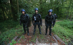 Des gendarmes lors de l'expulsion de la ZAD de Kolbsheim le 10 septembre. Illustration