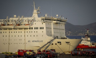 L'Eleftherios Venizelos, un ferry grec dans lequel s'est déclaré un incendie mardi 29 août dans la nuit.