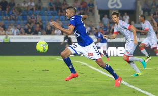 Ici contre Troyes, Khalid Boutaïb a réalisé une première partie de saison très solide avec le Racing club de Strasbourg. Il va maintenant découvrir la CAN avec le Maroc.