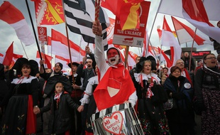 1.600 à 8.000 personnes ont manifesté contre la fusion de l'Alsace avec la Lorraine et la Champagne-Ardenne, le 13 décembre 2014 à Strasbourg