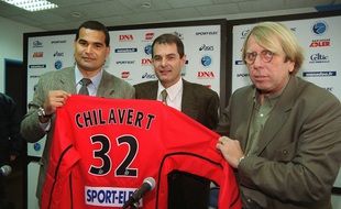 Patrick Proisy, ici au centre avec l'ancien gardien Chilavert et l'entraîneur Claude Le Roy.
