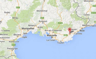 Capture d'écran d'une carte indiquant la localité des Arcs, dans le Var.