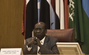 Le ministre des Affaires étrangères du Sud-Soudan Barnaba Marial Benjamin au Caire le 9 mars 2014