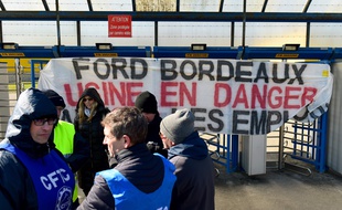 Une assemblée générale et une manifestation sont prévues sur le site Ford de Blanquefort ce lundi. / AFP PHOTO / Nicolas TUCAT