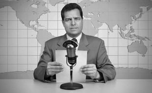 Illustration présentateur de télévision dans les années 50.