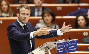 Emmanuel Macron devant le Conseil de l'Europe, à Strasbourg en octobre 2019.