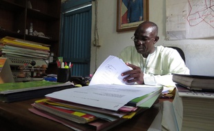 Joseph Miney Toloum, le maire de Goré, au Tchad, ville qui accueille des retournés Centrafricains, le 11 juin 2014.
