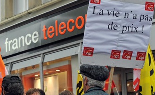 Manifestation des salariés de France Télécom à Caen le 6 octobre 2009
